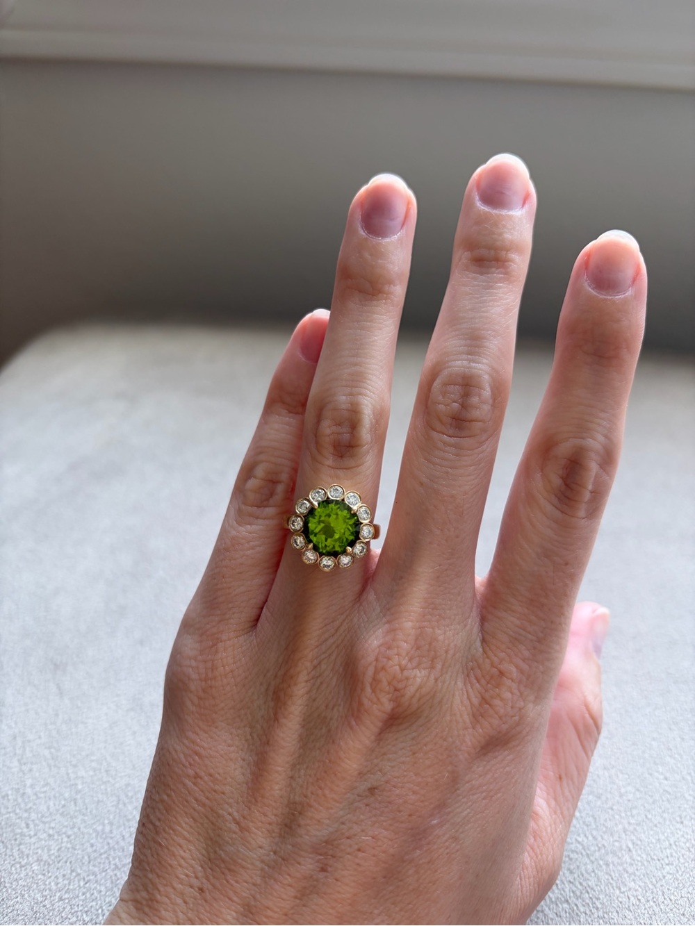 5 ct natural peridot solid gold ring